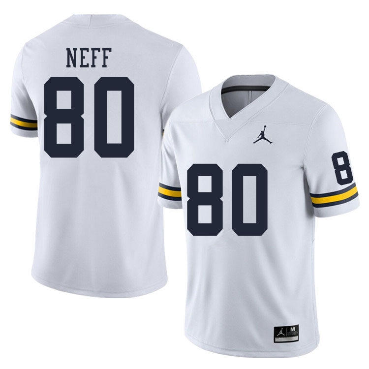 Men #80 Hunter Neff Michigan Wolverines College Football Jerseys Sale-White